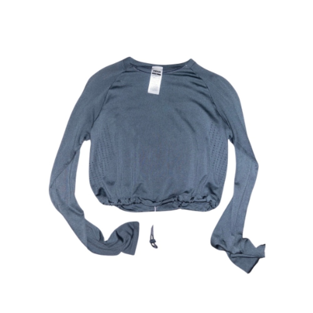 47. Gymshark Sweat Seamless Long Sleeve Crop Top Charcoal Gray Sizes XS